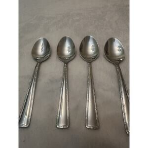 Wallace Stainless Steel Silver Spoon Set Art Deco Handle Portico 4 Piece
